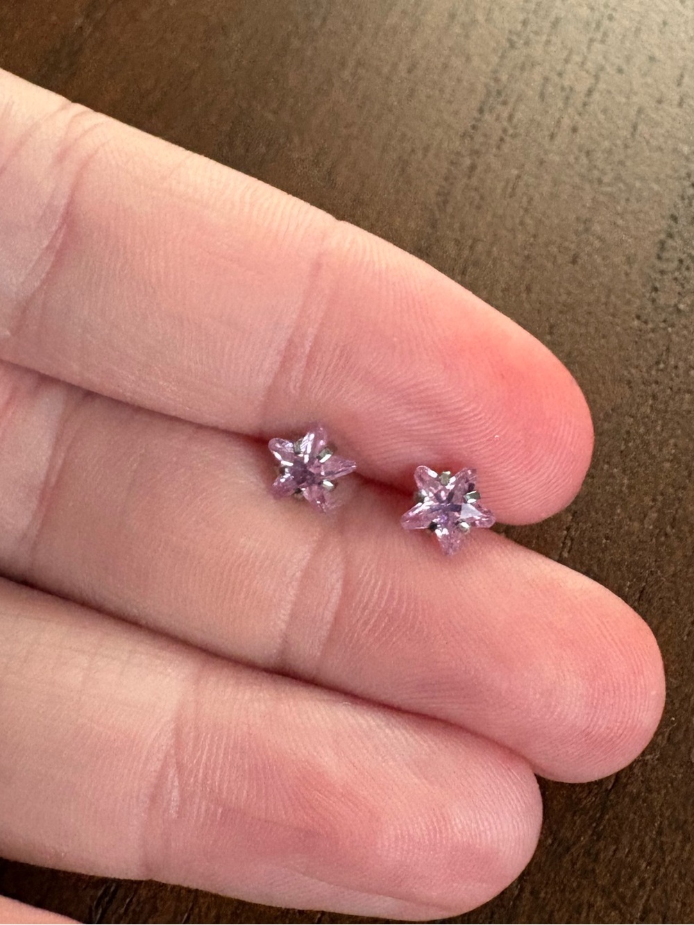 Pink star earrings